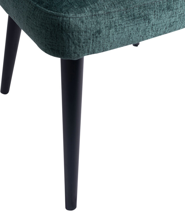 PTMD Fiori Petrol 502 eetkamerstoel met zwarte houten poten.