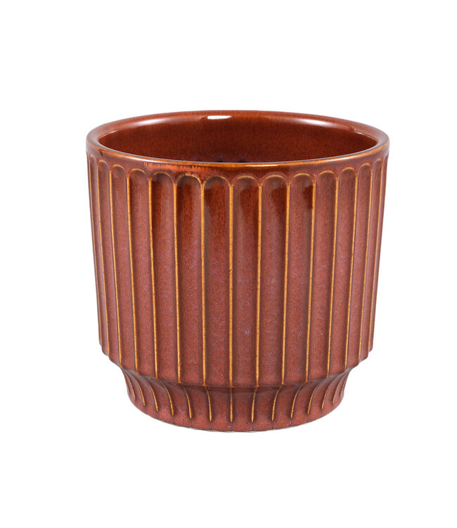 PTMD Hodor Roest geglazuurde keramische ronde pot lijnen L