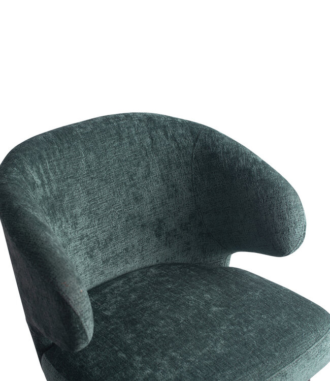 PTMD Fiori Petrol 502 eetkamerstoel met zwarte houten poten.