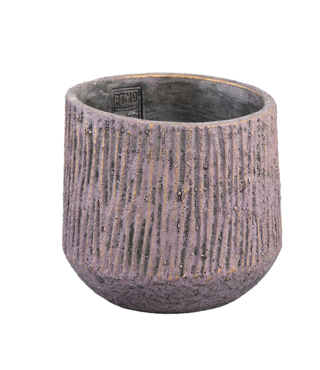 PTMD Holden Paarse cementen pot rond met gouden afwerking L