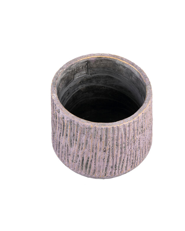 PTMD Holden Paarse cementen pot rond met gouden afwerking L