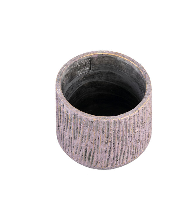 PTMD Holden Paarse cementen pot rond met gouden afwerking L
