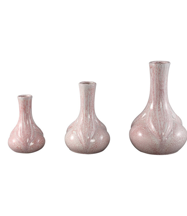 PTMD Hailey Roze keramische ronde vaas met smalle bovenkant L