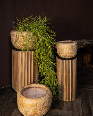 PTMD Skye-Leigh Taupe cement pot rond L
