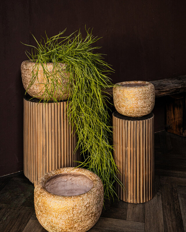PTMD Skye-Leigh Taupe cement pot rond L