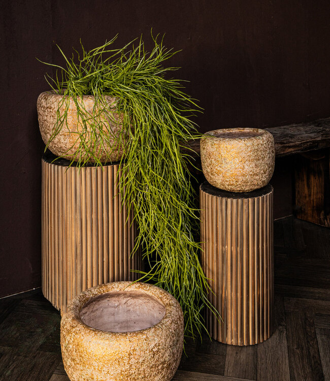 PTMD Skye-Leigh Taupe cement pot rond L