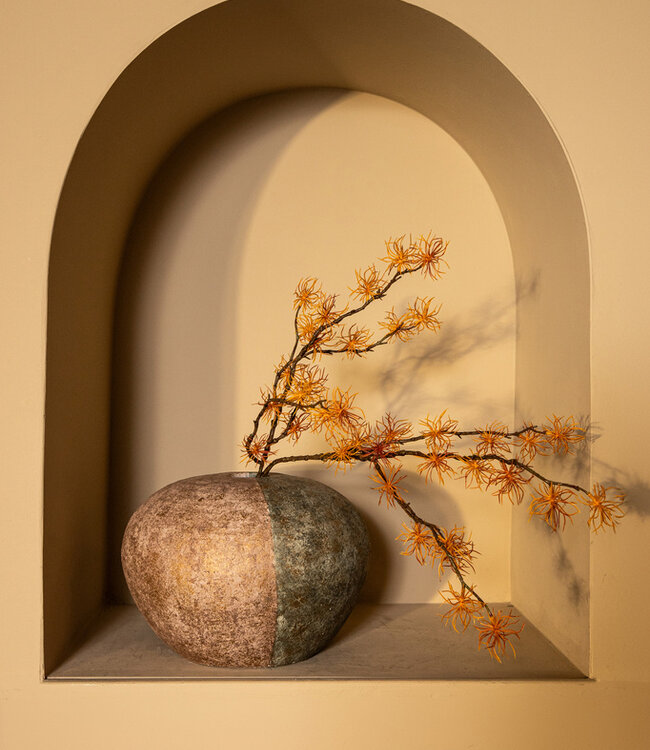 PTMD Chareece Grey halve bruine cement ronde vaas M