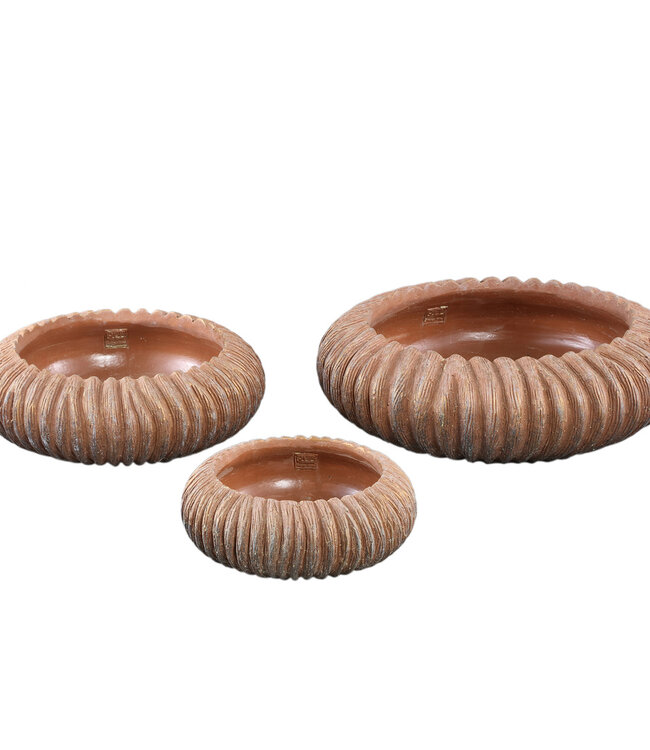 PTMD Revil Koperen cementpot rond met strepen laag M