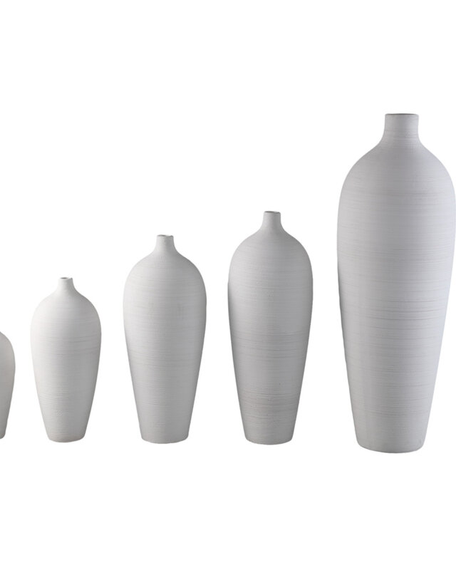 PTMD Cavinn Witte matte keramische flesvaas M