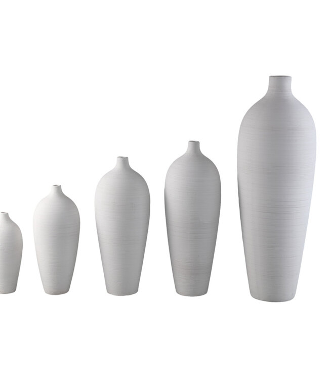 PTMD Cavinn Witte matte keramische flesvaas M