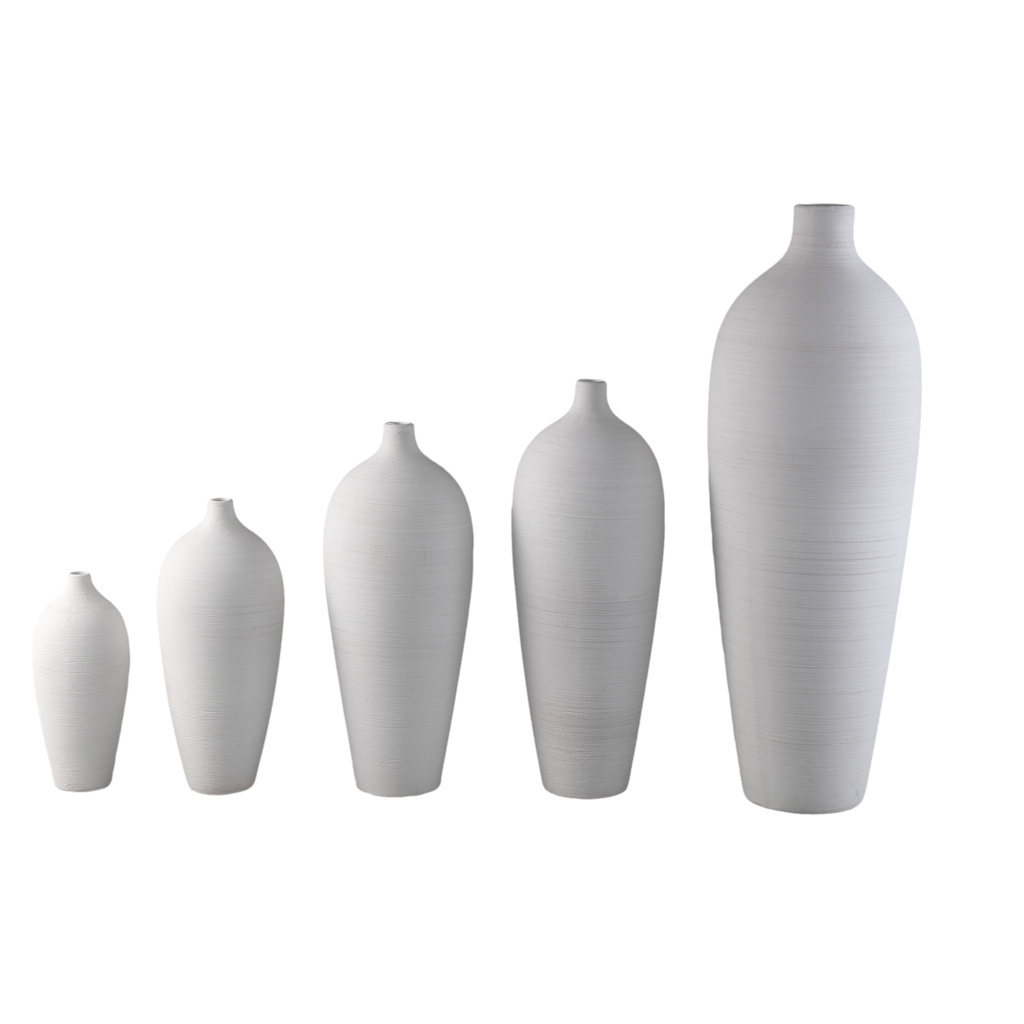 PTMD Cavinn Witte matte keramische flesvaas M