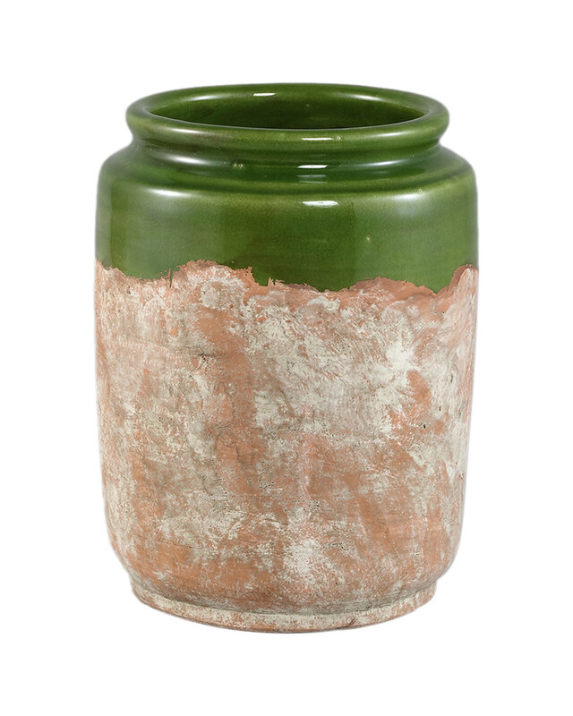 PTMD Breffni Green ronde terra pot geglazuurde top M