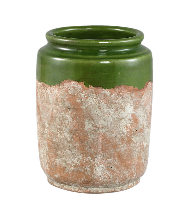 PTMD Breffni Green ronde terra pot geglazuurde top M