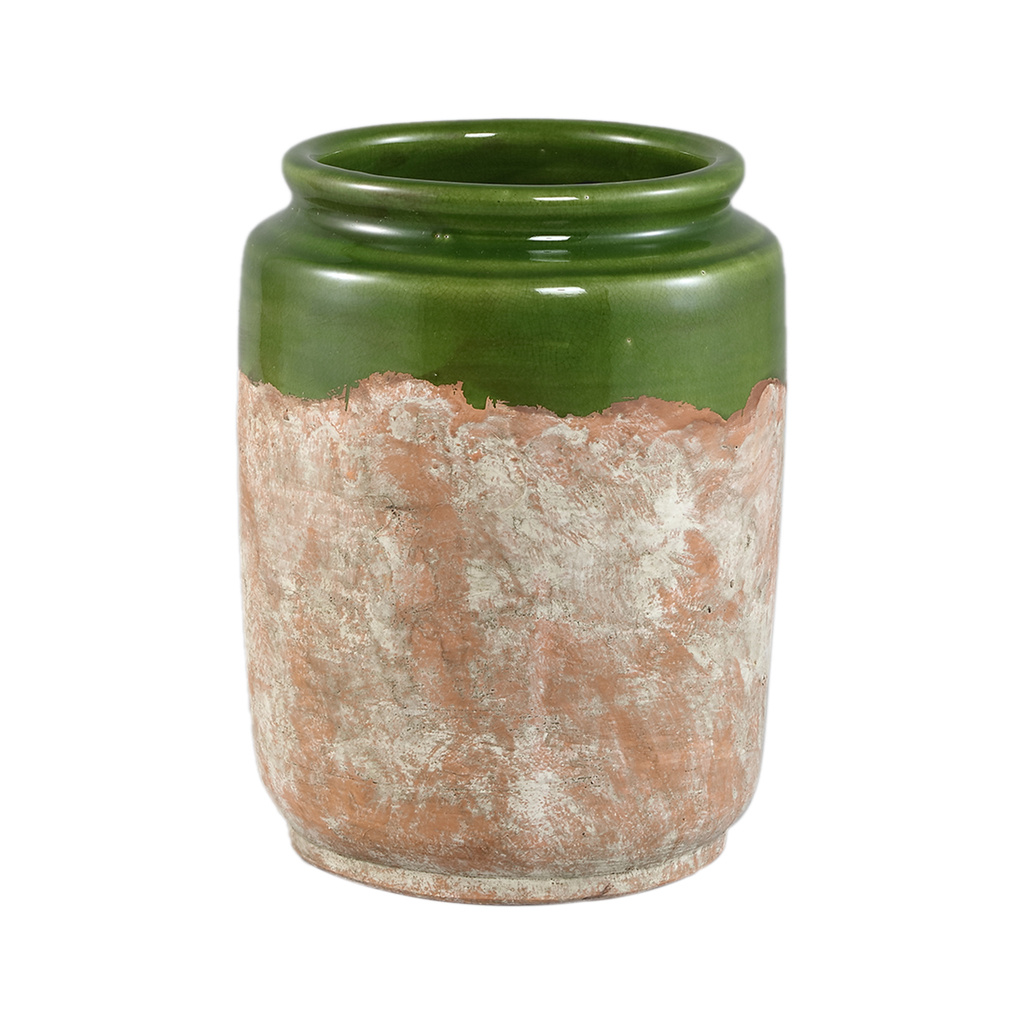 PTMD Breffni Green ronde terra pot geglazuurde top M
