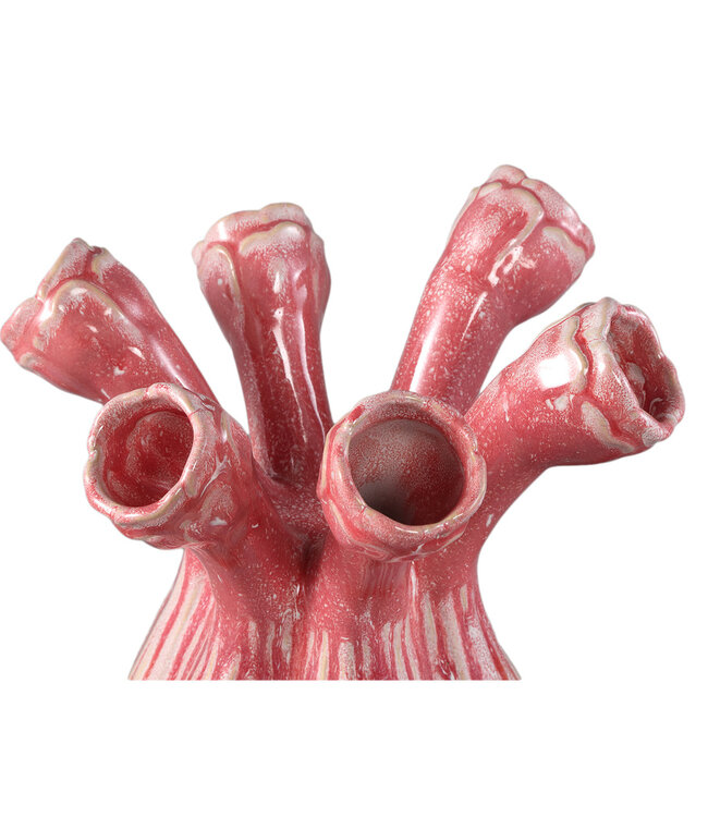 PTMD Annmarie Lichtroze keramische bloemvormige buizen L