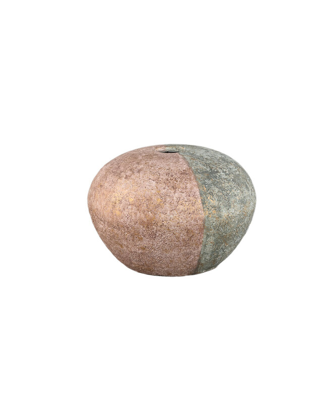 PTMD Chareece Grey halve bruine cement ronde vaas S