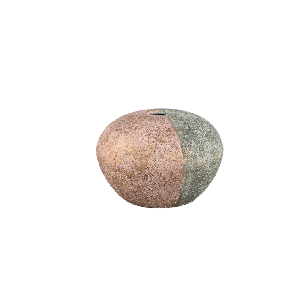PTMD Chareece Grey halve bruine cement ronde vaas S