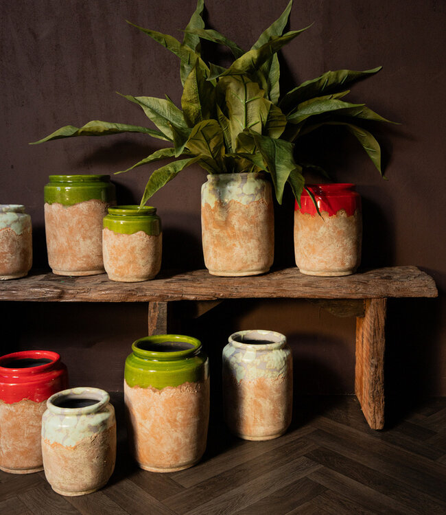 PTMD Breffni Green ronde terra pot geglazuurde top M