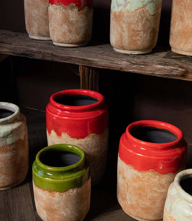 PTMD Breffni Green ronde terra pot geglazuurde top M