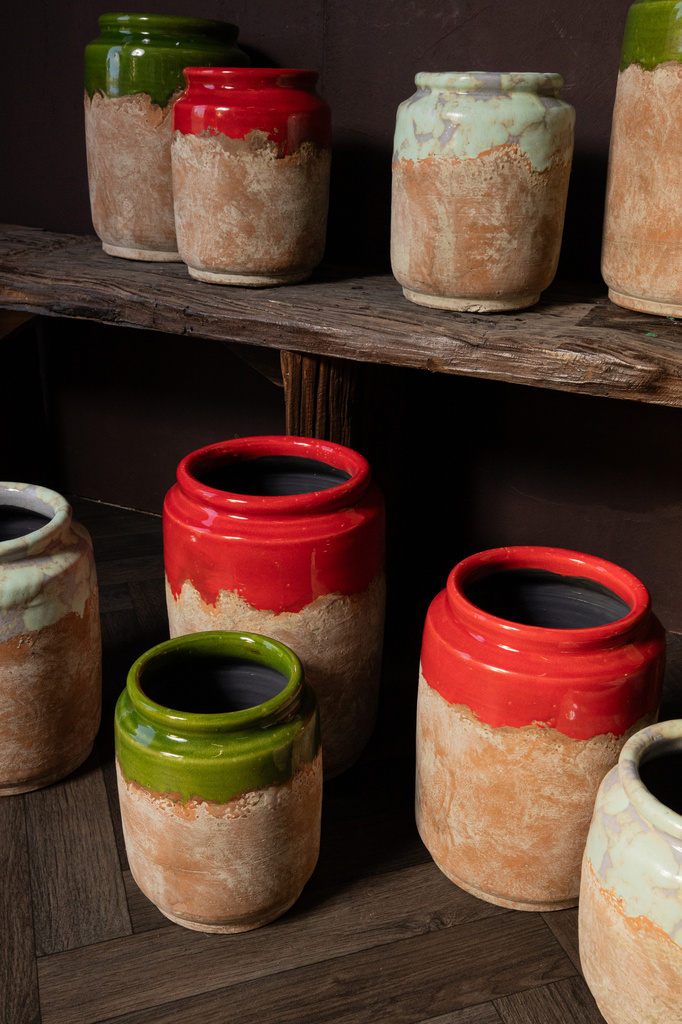 PTMD Breffni Green ronde terra pot geglazuurde top M