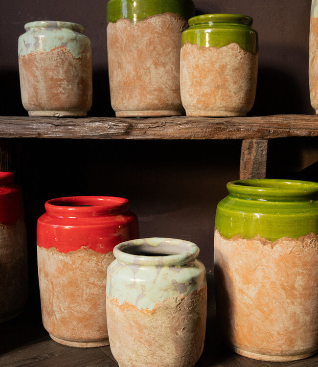 PTMD Breffni Green ronde terra pot geglazuurde top M