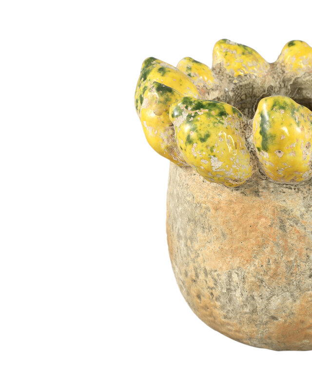 PTMD Fruitige gele ronde terrapot citroenenrand L.