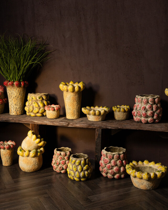 PTMD Fruitige gele ronde terrapot citroenenrand L.