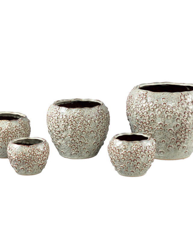 PTMD Avis Cream keramische pot met ronde schalen in XL-formaat