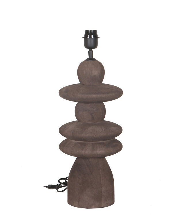 PTMD Callain Brown mangohouten tafellampvoet rond