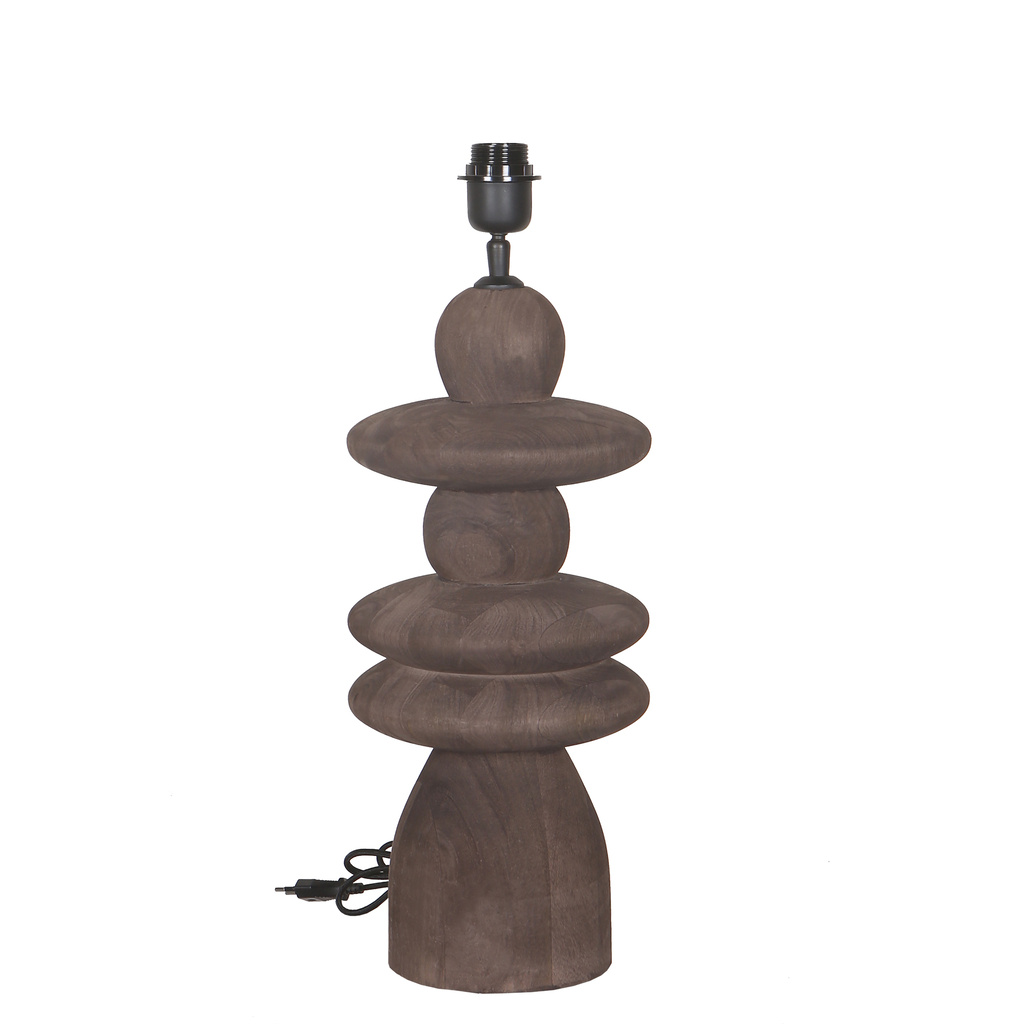 PTMD Callain Brown mangohouten tafellampvoet rond