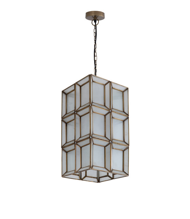 PTMD Layra Witte melkglazen hanglamp antiek