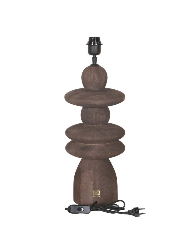 PTMD Callain Brown mangohouten tafellampvoet rond