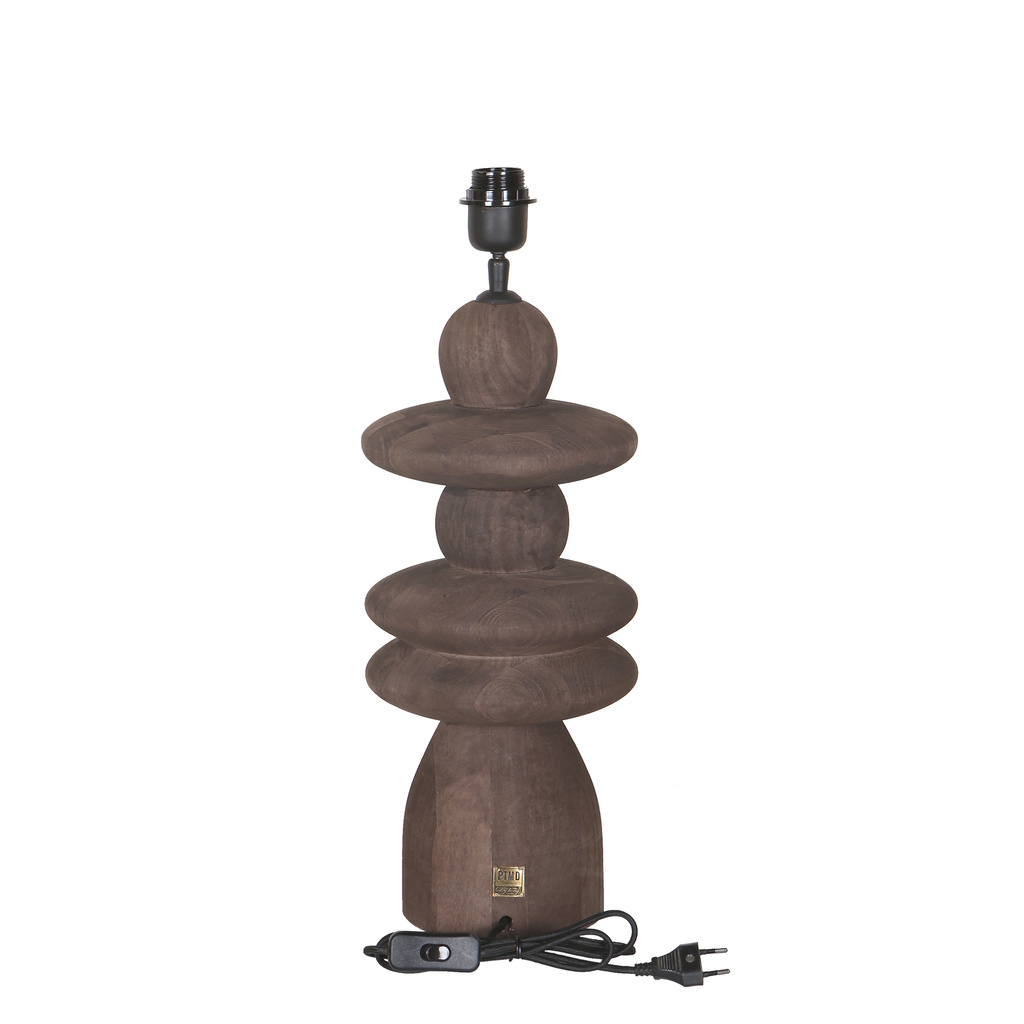 PTMD Callain Brown mangohouten tafellampvoet rond