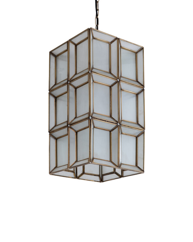 PTMD Layra Witte melkglazen hanglamp antiek