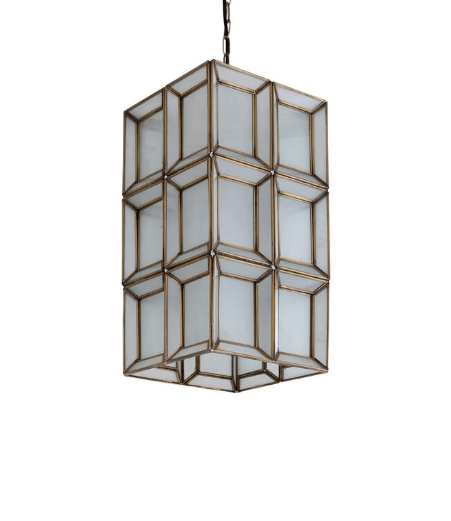 PTMD Layra Witte melkglazen hanglamp antiek