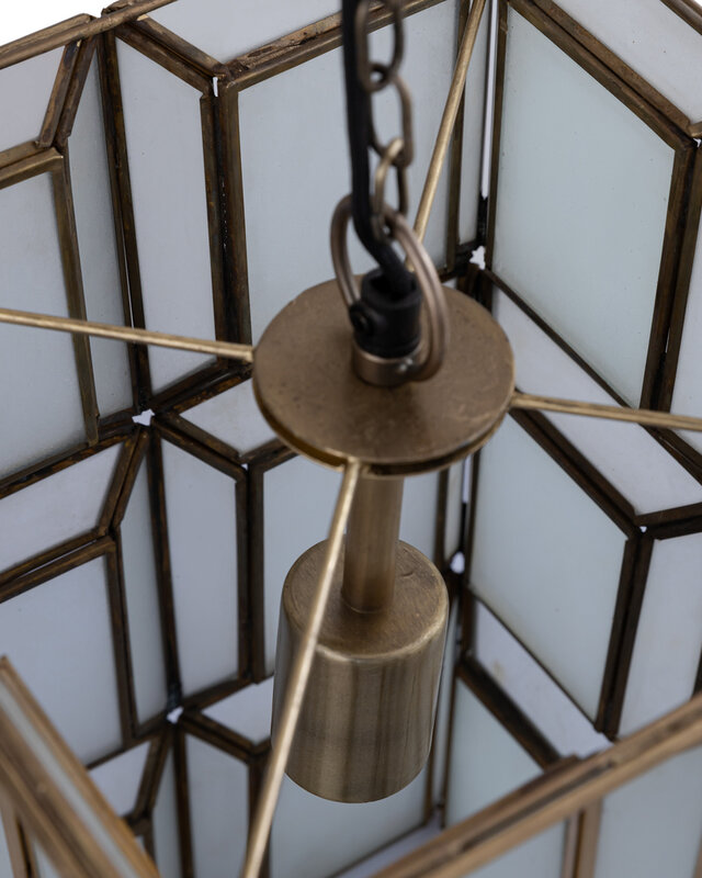 PTMD Layra Witte melkglazen hanglamp antiek
