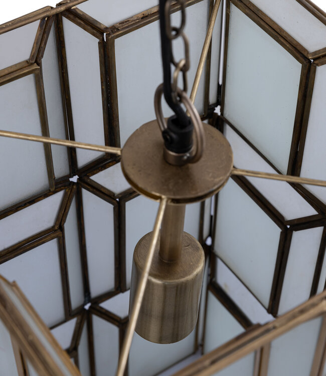 PTMD Layra Witte melkglazen hanglamp antiek