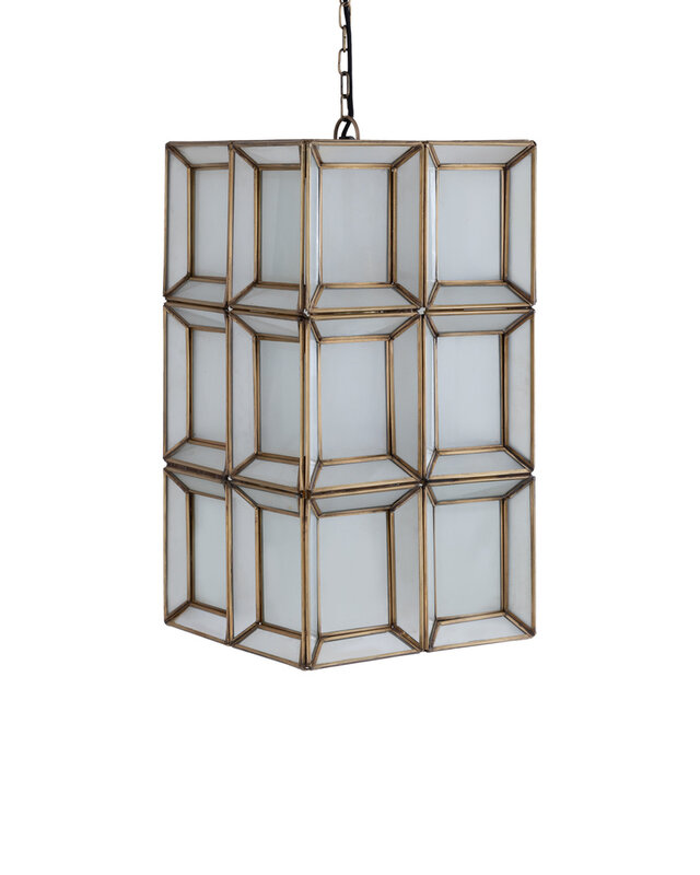 PTMD Layra Witte melkglazen hanglamp antiek