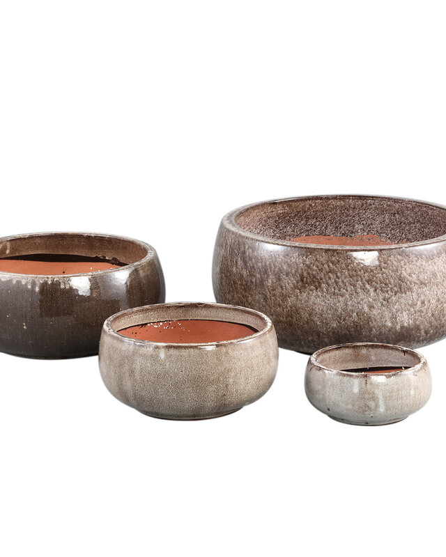 PTMD Nayaa Brown keramische pot rond laag SV4