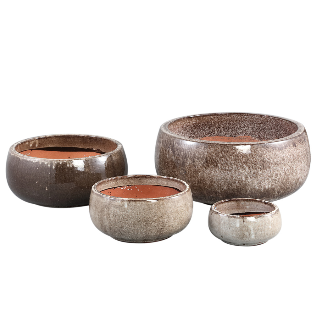 PTMD Nayaa Brown keramische pot rond laag SV4