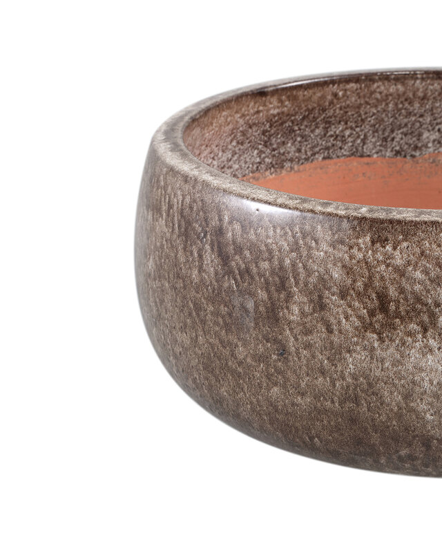 PTMD Nayaa Brown keramische pot rond laag SV4
