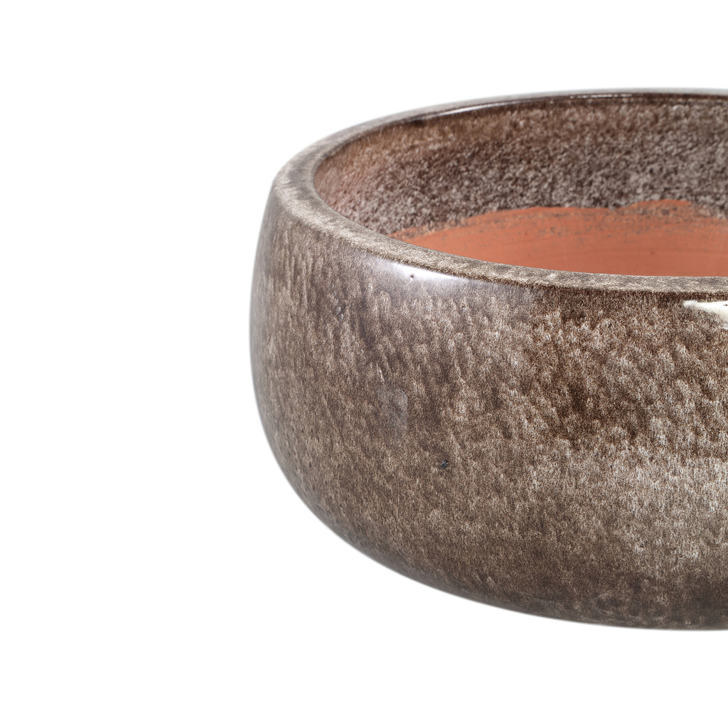 PTMD Nayaa Brown keramische pot rond laag SV4