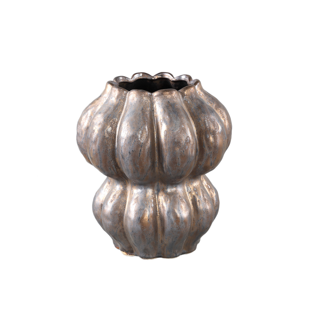 PTMD Niek Bronzen keramische pot ronde bolvormige S