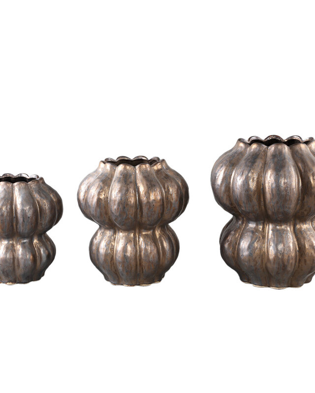 PTMD Niek Bronzen keramische pot ronde bolvormige S