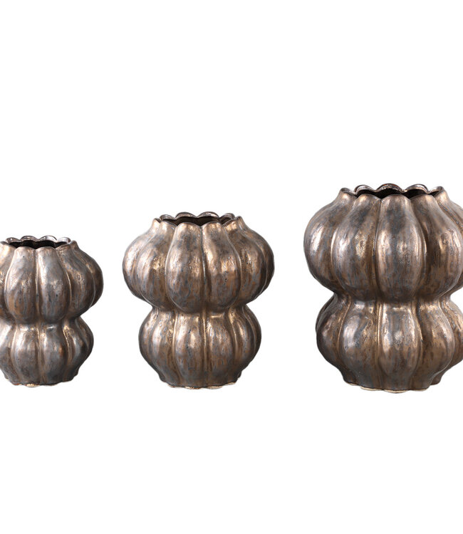 PTMD Niek Bronzen keramische pot ronde bolvormige S