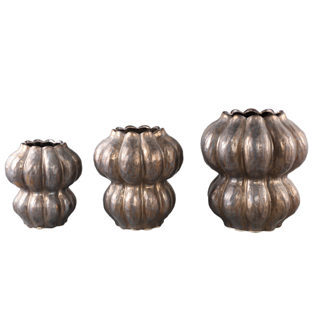 PTMD Niek Bronzen keramische pot ronde bolvormige S