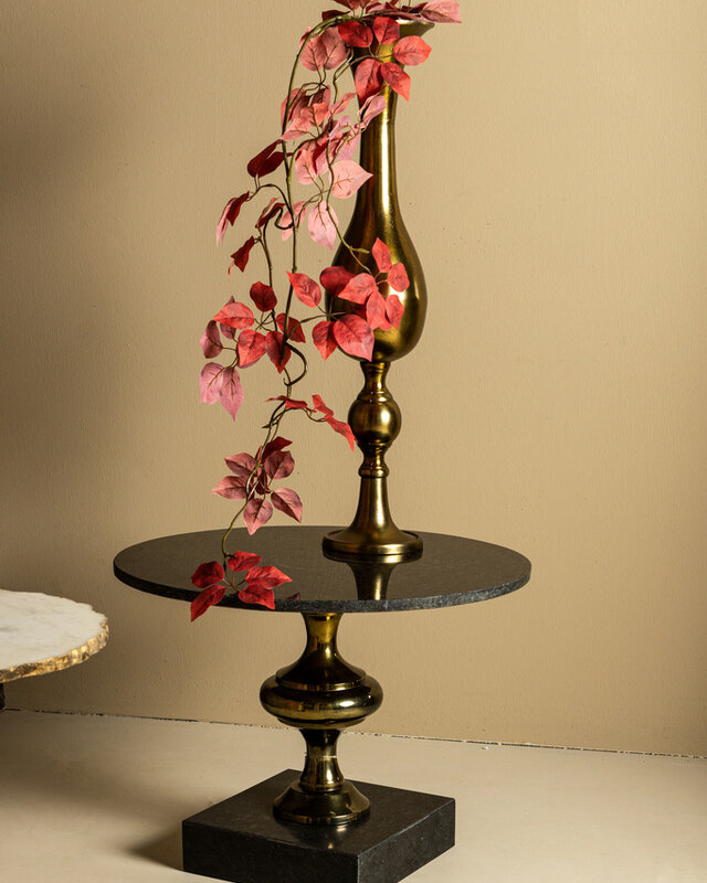 PTMD Alano Black Marble salontafel met tafelpoot van aluminium goud.