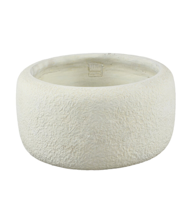 PTMD Evelynn Witte ronde cementen pot laag L