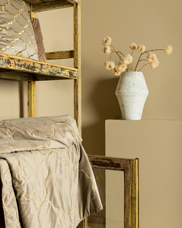 PTMD Cerine Bruin fluwelen bedsprei borduurpatroon