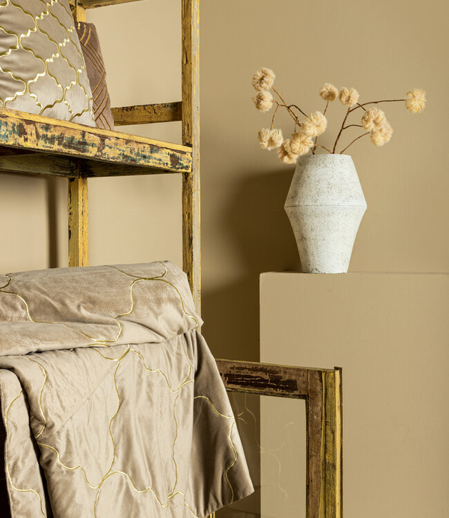 PTMD Cerine Bruin fluwelen bedsprei borduurpatroon